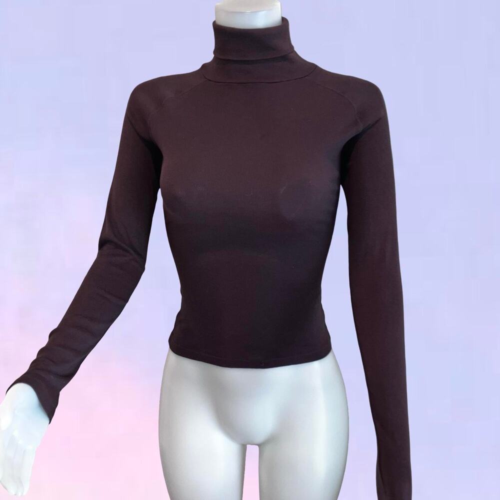 Vintage 90s y2k chocolate brown rebecca beeson turtleneck